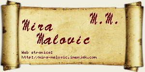 Mira Malović vizit kartica